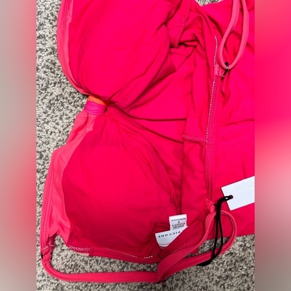 One Piece Swimsuit Pink and Orange Robin Piccone Hi Cut Cheeky Plunge 3425 Tags - Picture 11 of 12